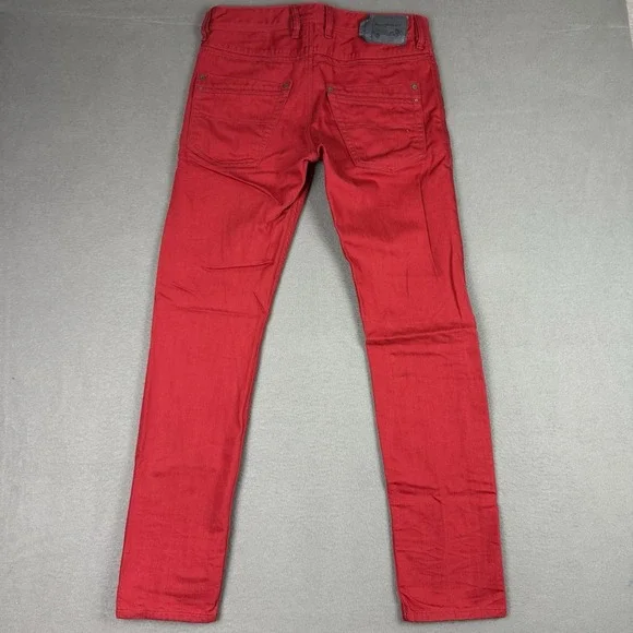 Diesel Krayver Jeans Mens W30 L32 Red Regular Slim Carrot Zip Stretch - Picture 2 of 13